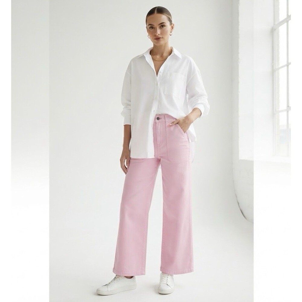 NWT On 34th Light Pink High Rise Wide Leg Pants Chic Women’s Size 8 NEW $79.50
